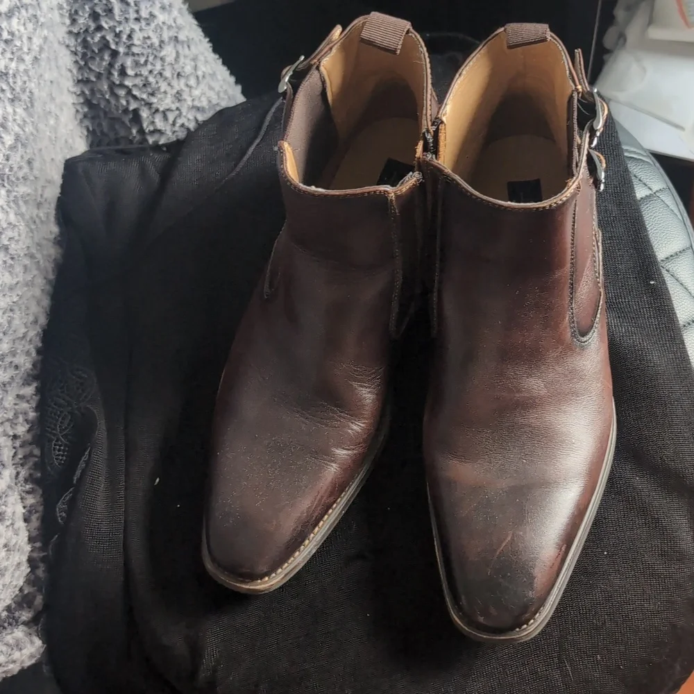 La Milano Italian Chelsea Boots Men Leather, Side Zipper SIZE 9.5